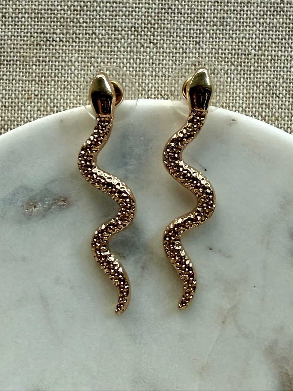 Gold Snake Drop Earrings - Elegant Women's Jewelry